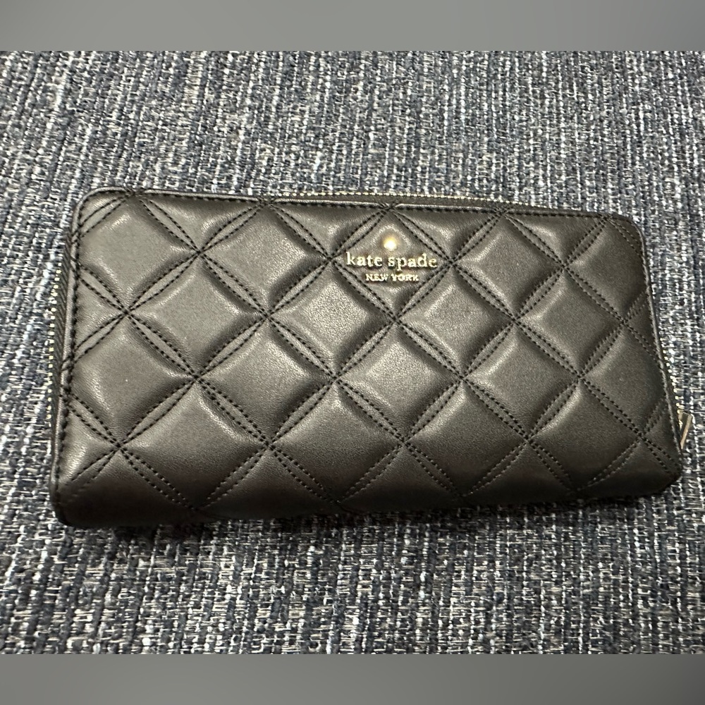 Kate Spade black leather zip around wallet